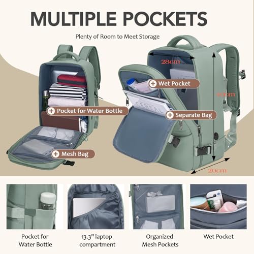 Xkdoai Handgepäck Rucksack 40x30x20 für Ryanair Unter Sitzplatz Handgepäck Tasche Damen Klein Reisetasche Flugzeug Reiserucksack Travel Backpack Luggage Travel Bag