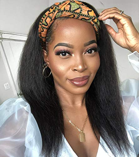 izhenwo Long Yaki Straight Headband Wigs for Women Black Synthetic Headband WigsSynthetic Headband Wigs for Black Women Girl's Yaki Straight Hair for Daily Party Use