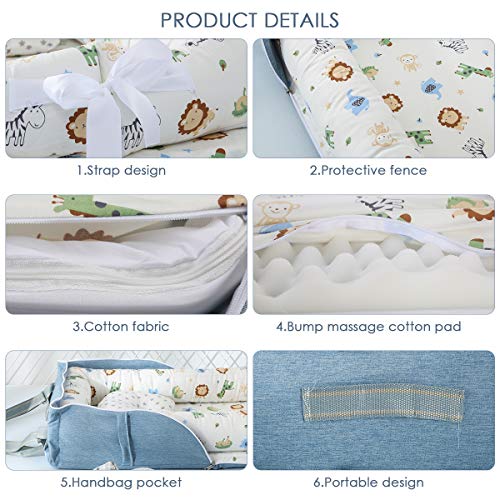 Oenbopo 1354995-AM02-WHITE 2 Baby Lounger Cotton Breathable Baby Bassinet Portable Sleeping Baby Bed thumb #2