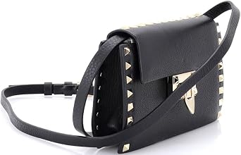 Pre-Loved Rockstud Flip Lock Flap Bag Leather Small, Black