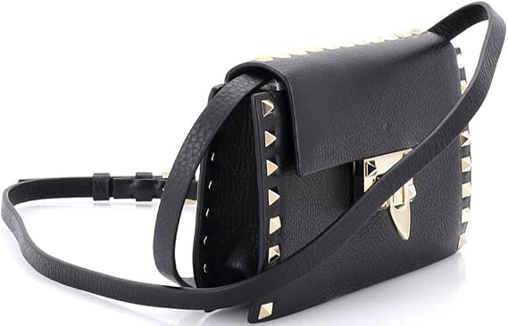Pre-Loved Rockstud Flip Lock Flap Bag Leather Small, Black