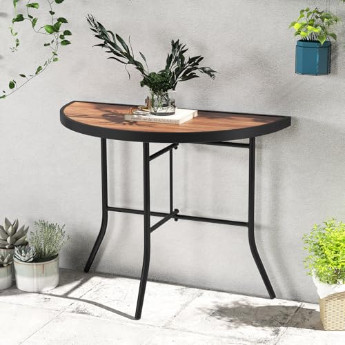 Image of Giantex Half Round Folding Table, Half Moon Dining Table with Heavy-Duty Metal Frame, Portable Space-Saving Semi-Circle Bistro Table for Banquet Event Patio Garden Entryway (1)