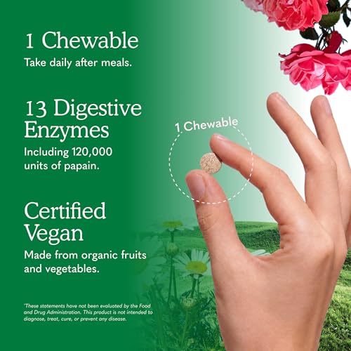 Image of Garden of Life Digestive Enzymes with Papain, Bromelain and Lipase for Nutrient Absorption and Digestion Support, Tropical Fruit Flavor, Dietary Supplement, Certified Vegan, 90 Chewables