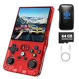 Retro Handheld Game Console R36MAX, Retro Gaming Console with 64GB Storage, 4.0 Inch IPS HD Screen, 4000 mAh Battery and 30+ Mainstream Emulators, Red