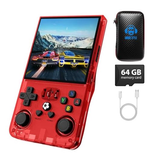 Console di gioco portatile retrò R36MAX, console di gioco retrò con 64 GB di memoria, schermo IPS HD da 4 pollici, batteria da 4000 mAh e oltre 30 emulatori principali, rossa