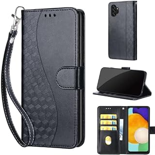 TOMYOU for Samsung Galaxy A13 4G Case, Embossed Premium PU Leather Folio Flip Notebook Wallet Cover Compatible with Samsung Galaxy A13 5G / A04S Phone Case [Kickstand][Card Slots], Gray