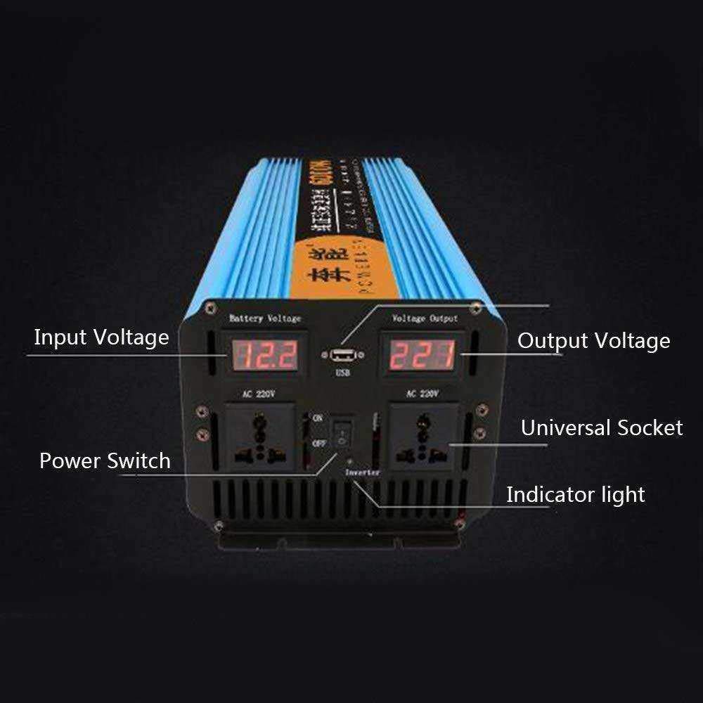 Falownik Czysta fala sinusoidalna 8000 W Przetwornica napięcia samochodowego DC 12 V do 230 V 240 V AC Przetwornica samochodowa Transformator napięcia 12 V 24 V Falownik z wyświetlaczem LCD, 12 V (2
