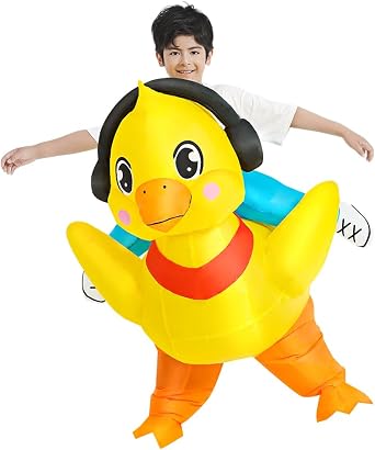 KOOY Kids Halloween Inflatable Costume, Ride On Duck Air Blow up Funny Inflatable Suit, Halloween Costumes for Girl/Child