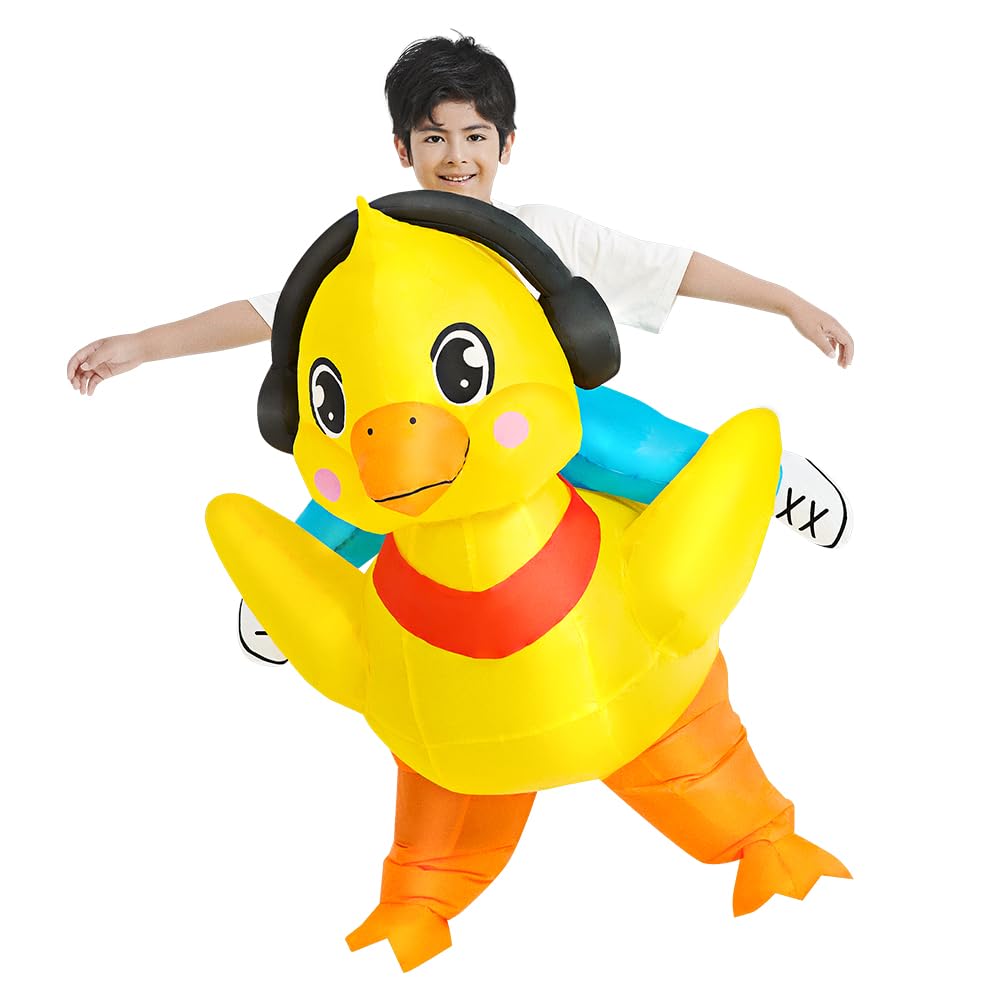 KOOY Kids Halloween Inflatable Costume, Ride On Duck Air Blow up Funny Inflatable Suit, Halloween Costumes for Girl/Child