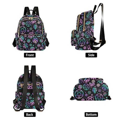 Image of Bright Pentagrams Mini Backpack Fashion Backpack Purse for Women,Handbag Shoulder Bag Casual Daypack, Ladies Gift for College Work (M)