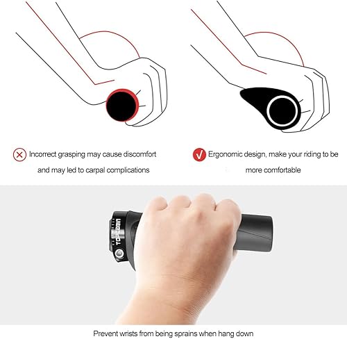 Vista 36 de Empuñaduras de manillar de bicicletas, empuñaduras ergonómicas de aluminio para bicicleta, vibraciones de amortiguación, empuñaduras de manillar