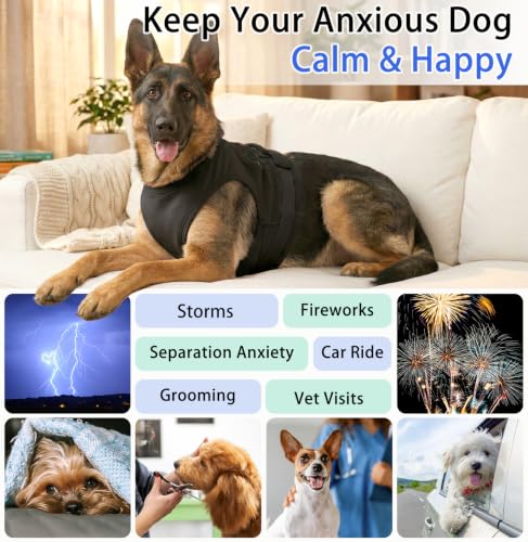 Image of MIGOHI Dog Anxiety Relief Vest, Breathable Calming Shirt for Dogs, Soft Adjustable Pressure Wrap for Storm, Fireworks, Separation - Anxiety Coat Jacket for Small Dogs Stop Shaking, Black XS