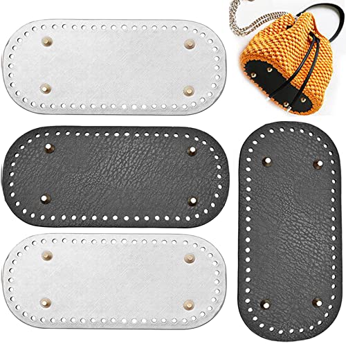4 Stück Taschenboden, Shine Taschenboden zum Häkeln, 22×10CM Taschenboden Zum Häkeln Leder Kunstleder Boden Tasche Häkeln für Taschenherstellung Cover