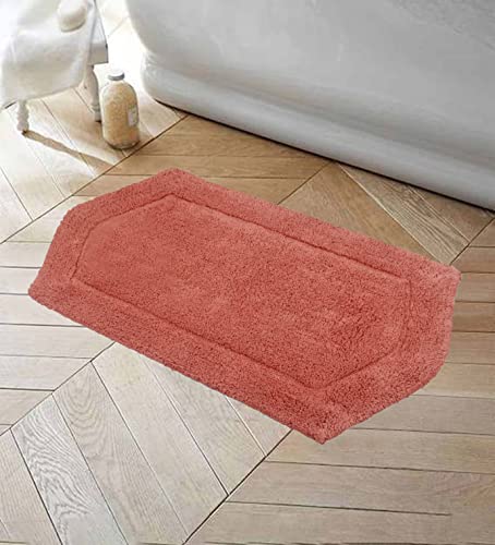 Home Weavers Waterford Collection 100% Cotton Tufted Bath Rug, Extra Soft and Absorbent Bath Rugs, Non-Slip Bath Mats, Machine Washable Bath Rugs for Bathroom, 21"x34" Rectangle, Coral