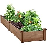 Yaheetech 8x2ft Wooden Horticulture Raised Garden Bed Divisible Elevated Planting Planter Box for Flowers/Vegetables in Backyard/Patio Outdoor, Dark Brown, 95 x 25 x 11in