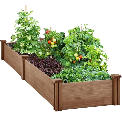Yaheetech 8x2ft Wooden Horticulture Raised Garden Bed Divisible Elevated Planting
