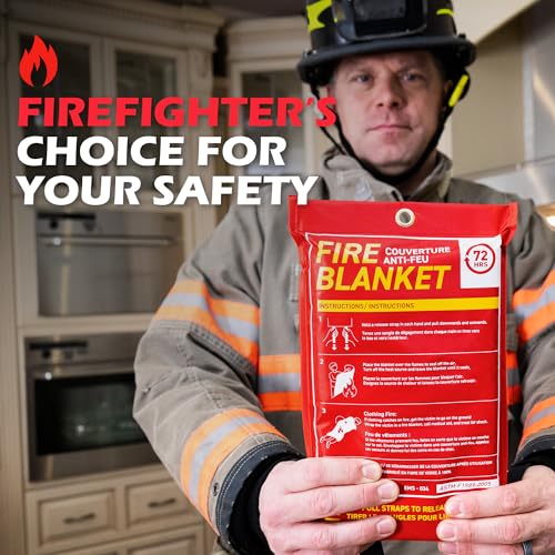 Image of 72 HRS Emergency Fire Blanket 40 inchx40 inch - Fire Safety Tool for Home, Kitchen, Camping, Survival | Fire Extinguisher Alternative for Grill, Welding, Fire Pit