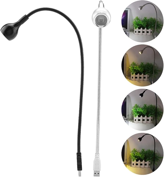 Tyenaza Tyenaza USB LED Lamp, Long Flexible Neck Desk USB Light Portable USB Gooseneck Light for Home School Office Night Studying 1W(Black B) photo 3