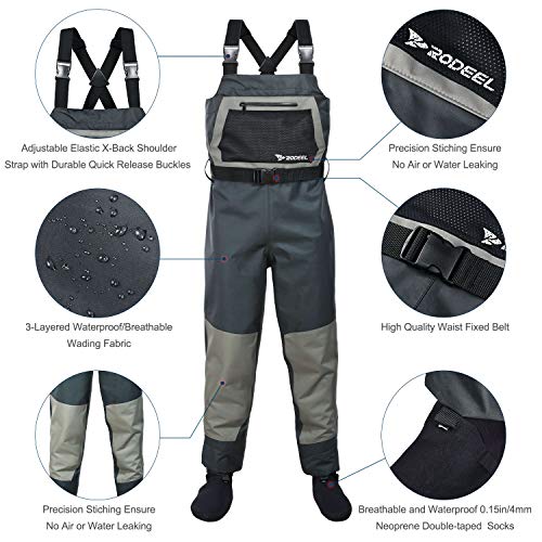 Rodeel Waterproof Fishing & Hunting Waders for Men and Women,Size:M