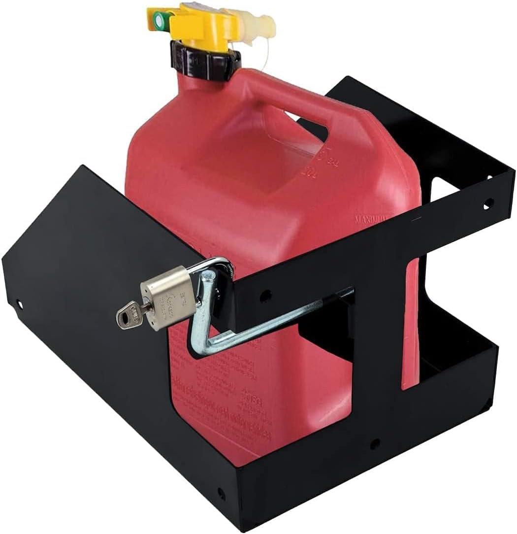 ELITEWILL Trailer Fuel Gas Can Rack Holder with Lock 5 Gallon Liquid Container Mount Fit for Enclosed or Open Landscape Trailer, Truck, RV(Not Include Fuel Gas Can)