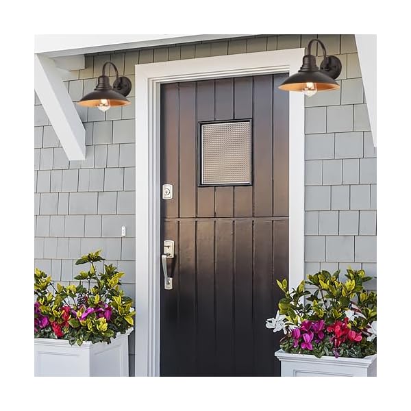Bronze gooseneck barn light rustic farmhouse indoor cottage vanity lighting with e26 based socket round outdoor barn wall sconce light for house bedroom garage bathroom  urban country home decor