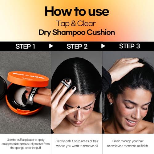 Image of Mise En Scene Tap and Clear - Korean Dry Shampoo Cushion for women | no white cast, no residue | for all hair types & colors | wet powder with puff | non aerosol, non toxic | absorbs oil Travel Size