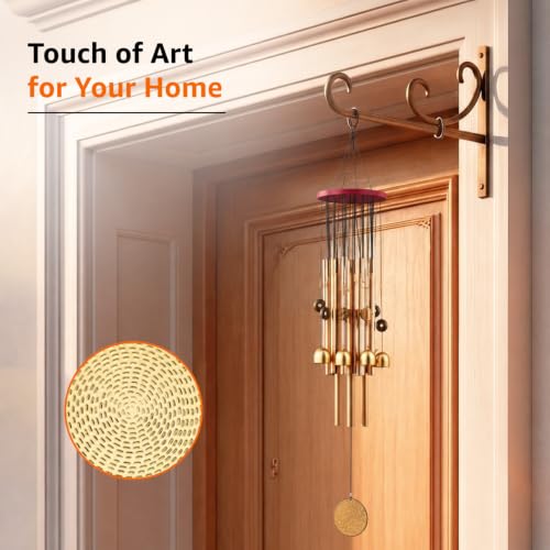 Image of Amazon Basics Decorative Wind Chimes for Balcony, Home & Garden | Pleasant Sound | Handcrafted | Metal Chime for Home Decor & Gifting | Color Gold | Material: Aluminum | Size: 79L x 13W x 13H cms