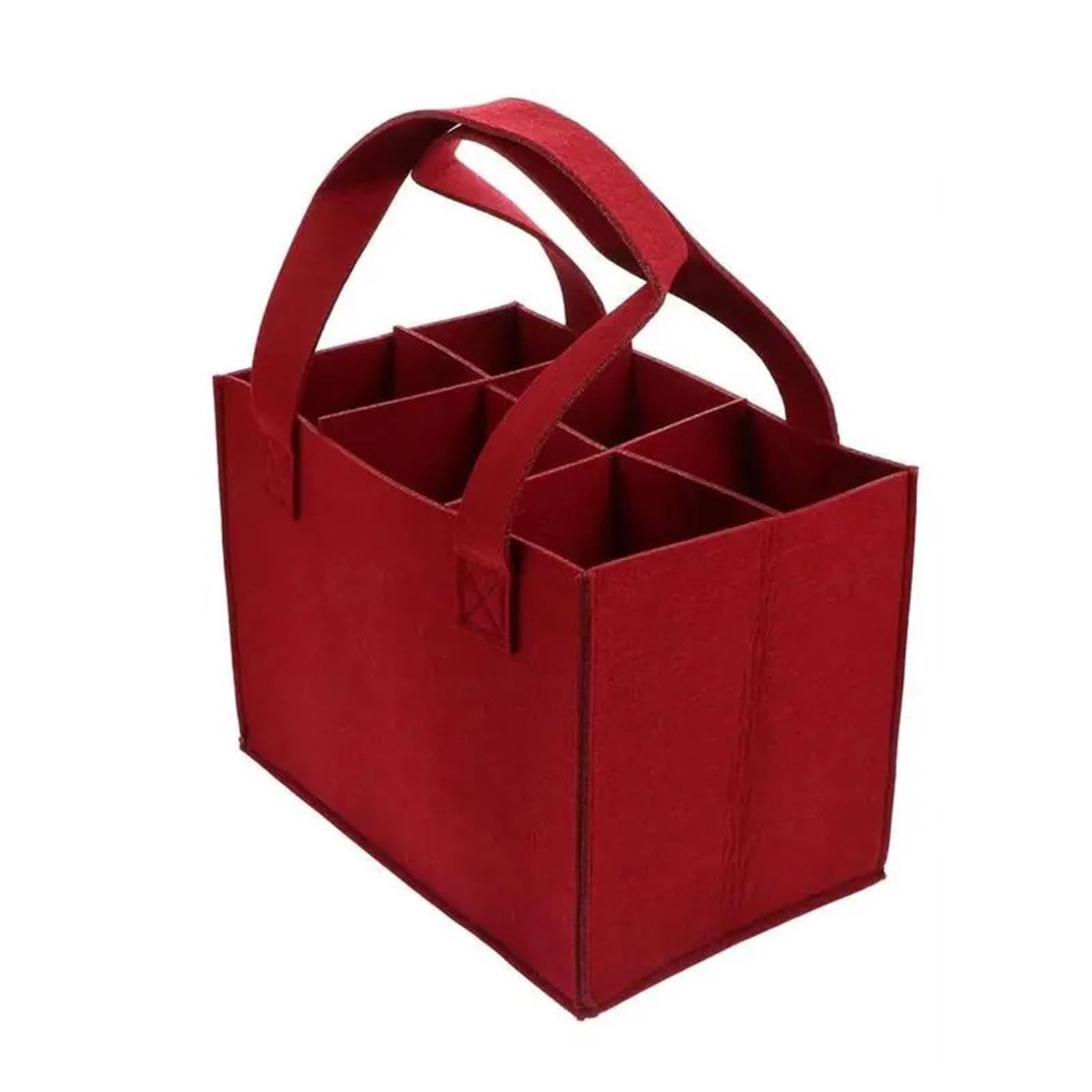 2 filcowe torby materiałowe 6 przegródek | Uchwyt na butelkę z uchwytami do przechowywania na piknik(Red)