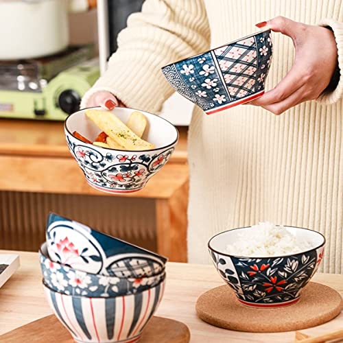 Image of Porcelain Japanese Style Ceramic Bowls Set with Gift Box, for Cereal, Salad, Soup, Pho, Ramen, Dessert, Rice, Noodle, Pasta Bowl Set - Microwave Safe, Stackable (Pack of 12)