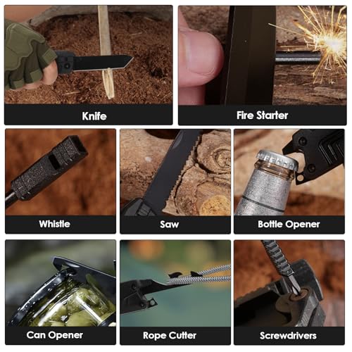 Multitool Knife, Multi Tool Pocket Knife for Men, 17-in-1 Folding Knife Camping Multitool for Hiking, Fishing, Survival, Men Gifts for Birthday Christmas - Image 4