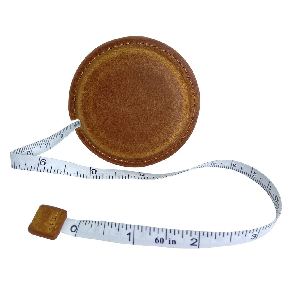 Wesafrae Retro Style 1.5M/59 Dual Sided Leather Retractable Measuring Tape Sewing Measure