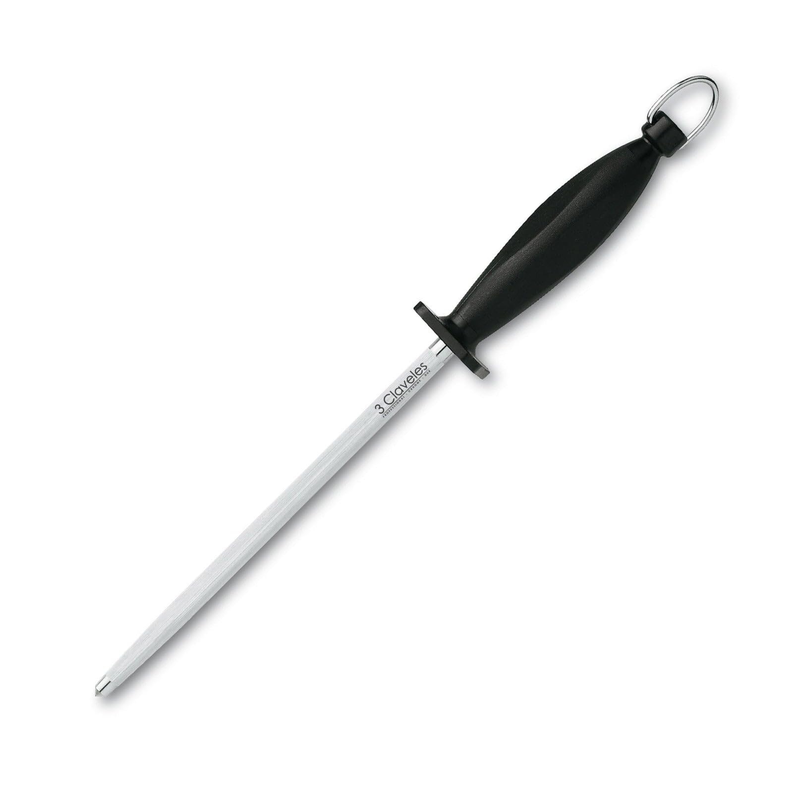 3 Claveles 00966 - Ensemble de couteaux à trancher à lame Creuse avec Fusil à Aiguiser, 29 cm, Noir