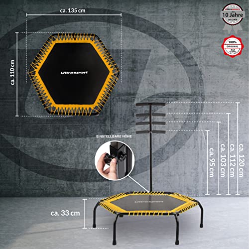 Ultrasport Fitness Trampolin, 5-fach höhenverstellbarer Haltegriff,sehr leise Gummiseilfederung, Jumping Fitness… – Bild 4