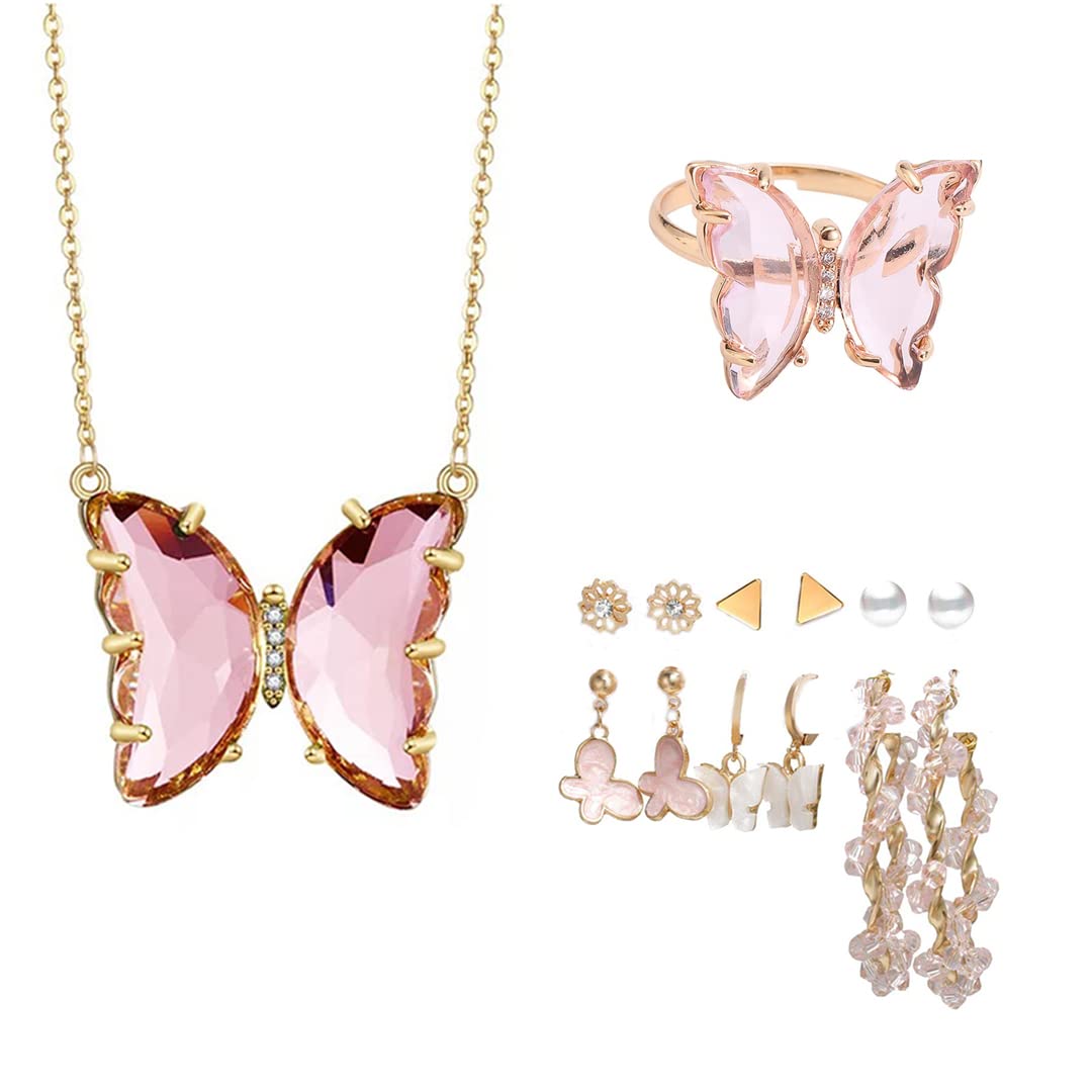 See full amazon price history chart for Vembley Combo Of Pink Crystal Butterfly Pendant Necklace and Earrings With Ring For Women and Girls Vembley Combo Of Pink Crystal Butterfly Pendant Necklace and Earrings With Ring For Women and Girls (B09VGNXCY8) Amazon Price History, Amazon Price Tracker