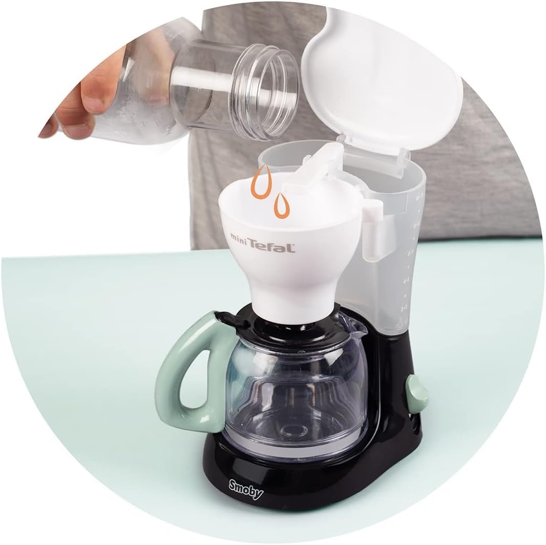 Smoby - Tefal Petit Déjeuner - Grille Pain Fonction Mécanique - Cafetière Express - Tasses + Cuillères - A Partir de 3 Ans