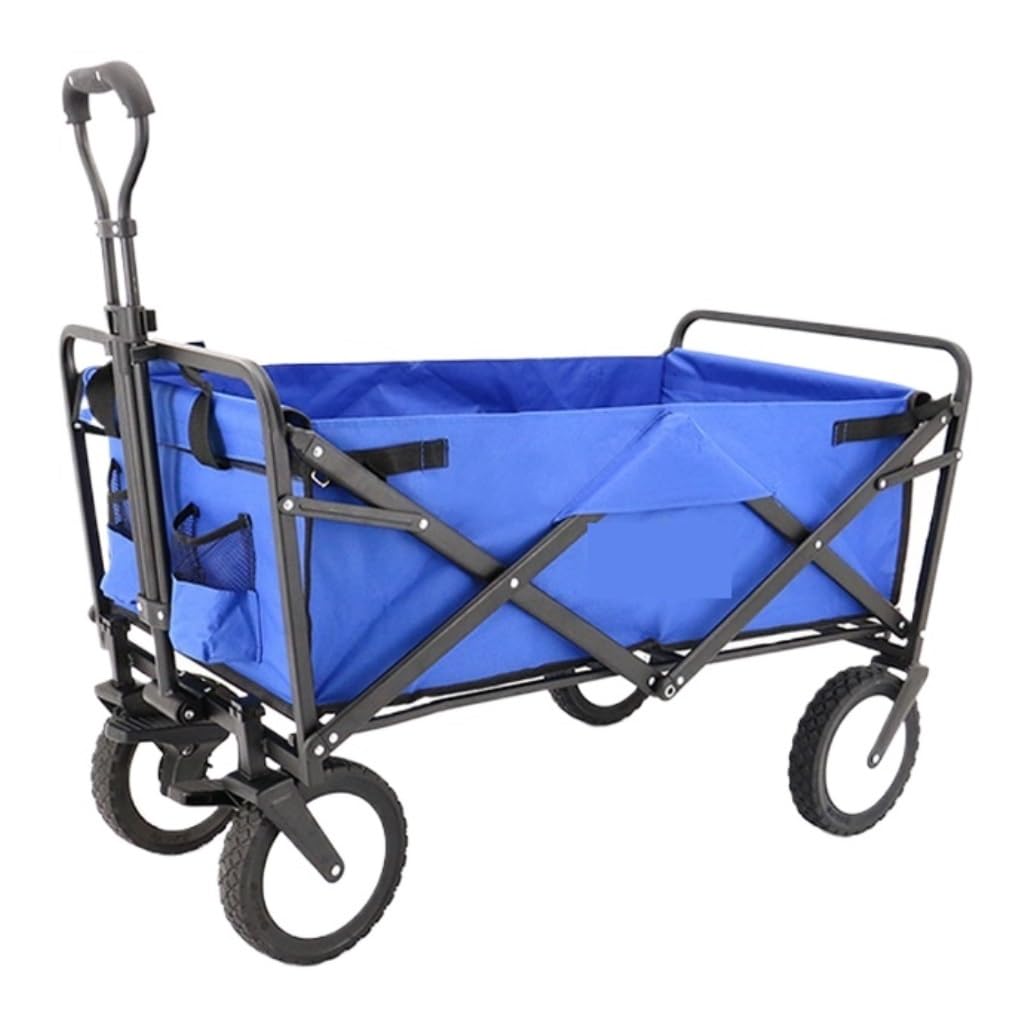 Fgjsfhrdtu Blue Four-Wheel Folding Supermarket Cart, Fishing Gear Transport Trolley(Blue)