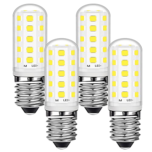 E14 Bombilla LED 3W Blanco frío 6000K 28W 33W de equivalente a halógeno, E14 Bombillas pequeñas de tornillo Edison para máquina de coser de campana extractora de congelador, AC220-240V, 4 unidades Cover