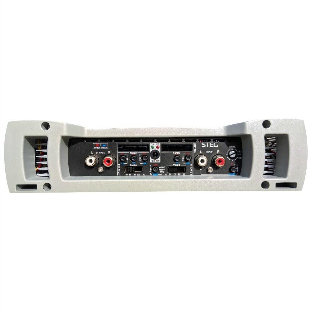 STEG K2.01 amplificatore a 2 canali da competizione spl da 365 x 2 watt rms stabile a 1 ohm per porte portiere sportelli auto, 1 pezzo