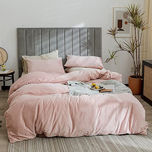 Sedefen Ropa de cama de franela de terciopelo, 135 x 200 cm, para niña, color rosa, invierno, cálida y mullida, franela de algodón, funda...