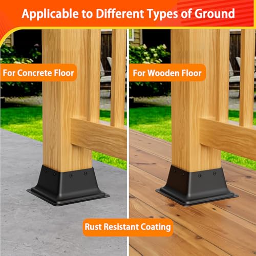 Base de poste de 4x4 acero 4 uds para soportes de madera de pergolas y cubiertas 4