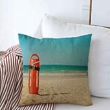 Starojan Throw Pillows Cover 16 x 16 Inches Lifeguard Lifesaver Beach Abstract Baywatch Rescuer Parks Sand Accident Buoy Assistance Equipment Aid Cushion Case Cotton Linen for Fall Home Decor