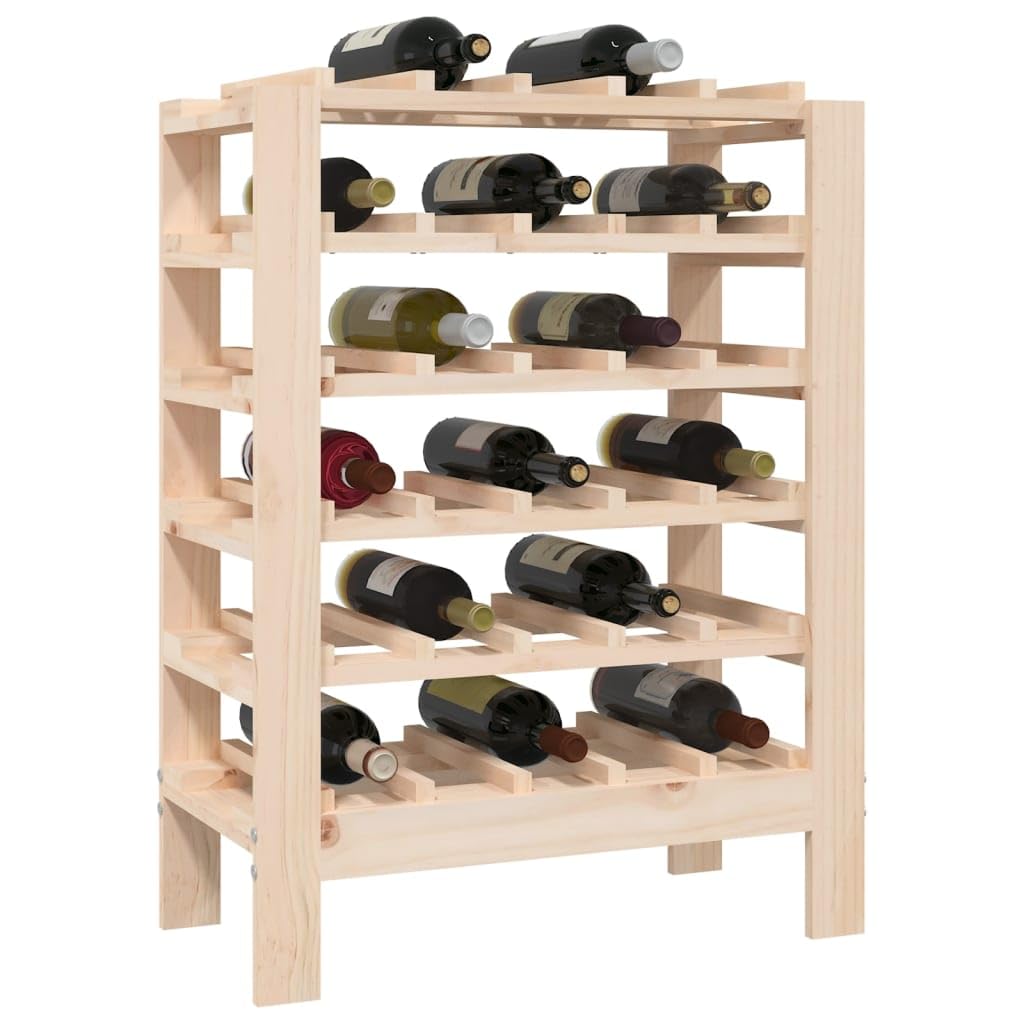 Stojak na wino 30 butelek z litego drewna sosnowego 61,5x30x82 cm