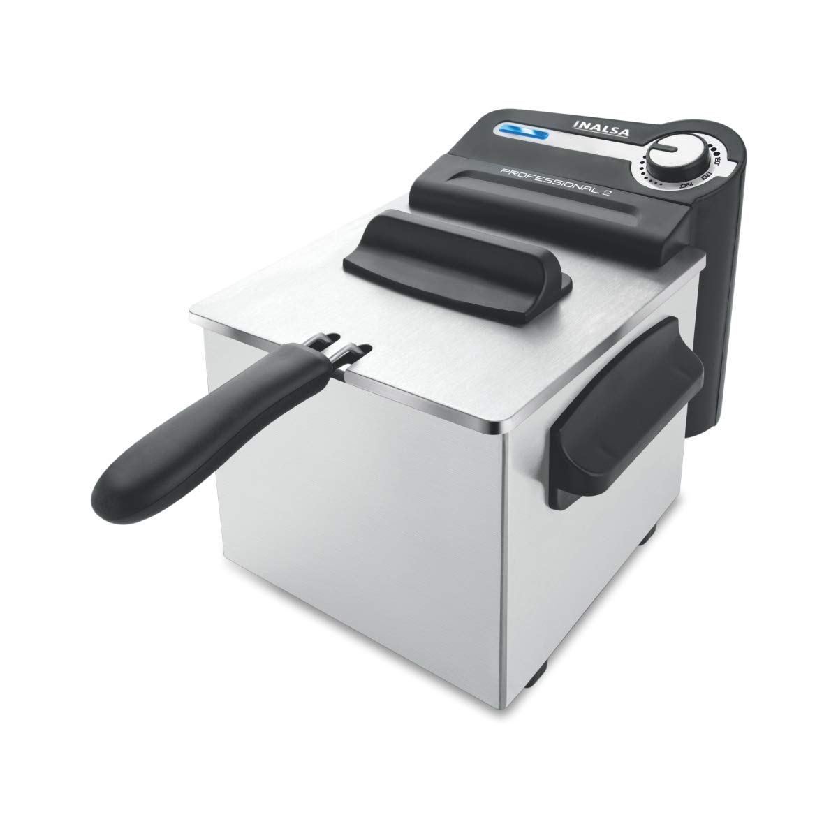 Professional 2 Fryer, 18/8 Steel, 2 Liter, Digital Timer, 1700 W, Detachable, Dishwasher Safe, European Energy Efficiency Standard, Stainless Steel, (Black)