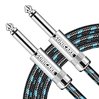 Superior design: diameter 6.35mm(1/4") right angle to straight instrument cable, the special "L" to "I" design ensures a perfect connection in any of your guitar pedal, amp jack and other musical instruments High quality: Sonicake guitar lead cable i...