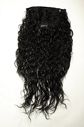 WIG ME UP H9311-1B Hairpiece half wig Clip-In Extension very long stringy crimpy curls curly latin shiny oily wet-look volume black 26inch - Image 3