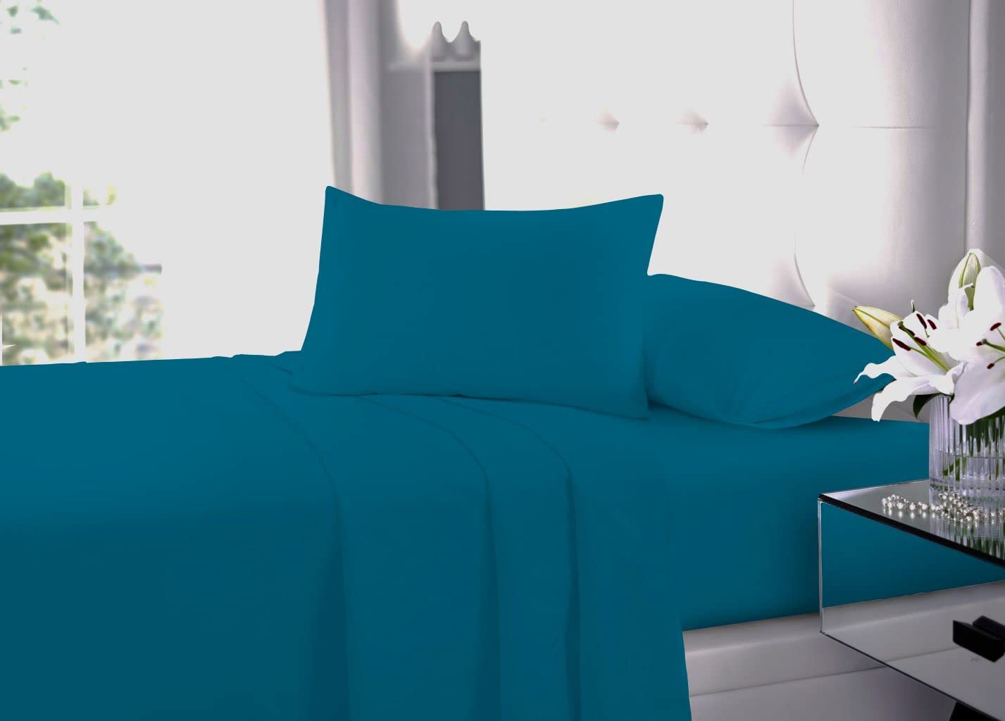 New Easy Care Soft Cotton Rich Polycotton Pillowcase Pair Only (Teal, Pillowcase Pair)
