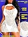 EHSUYAB Sexy Women Club Dress,Sheer Fishnet Rhinestone Poster Dress Party Clubwear Dresses,Rave Stripper Dancer Dancewear Going Out Concert Music Festival Exotic Outfits One Size Plus Size White