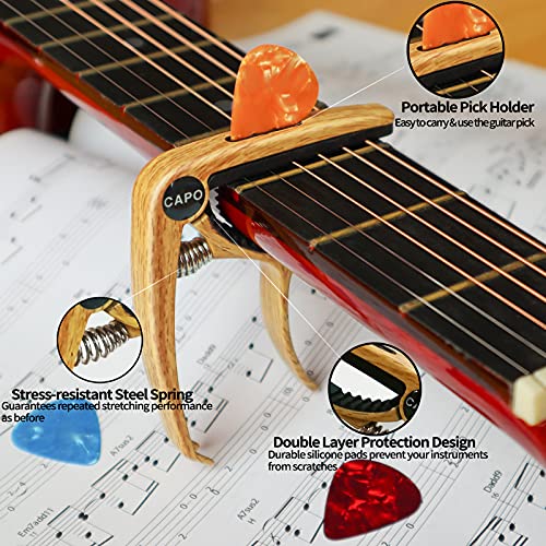 HOXEEJEE Capodastre pour Guitare avec 12 Médiators et Porte-médiators et extracteur de broches pour pont avec 0,46/0,71… - Les Beatles, Paul McCartney, John Lennon, RIngo Starr, George Harrison HOXEEJEE Capodastre pour Guitare avec 12 Médiators et Porte-médiators et extracteur de broches pour pont avec 0,46/0,71… – Image 3