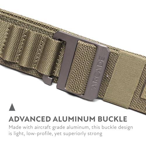 Arcade Belts Hardware Alu Utility Belt - Low-Profile Aluminum Buckle, Heavy Duty Work Belt, Stretch Webbing, Anti-Slip (Olive, Medium/Large) - Thumbnail 2