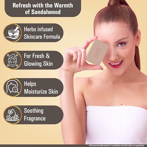 Image of Multani Natural Sandalwood Ayurvedic Soap - 125 gm (Pack Of 3) | For Hydration & Glow | Helps Rejuvenate Dull & Tired Skin | Paraben Free | Clinically Tested | For All Skin Types | Soap Bar For Men & Women